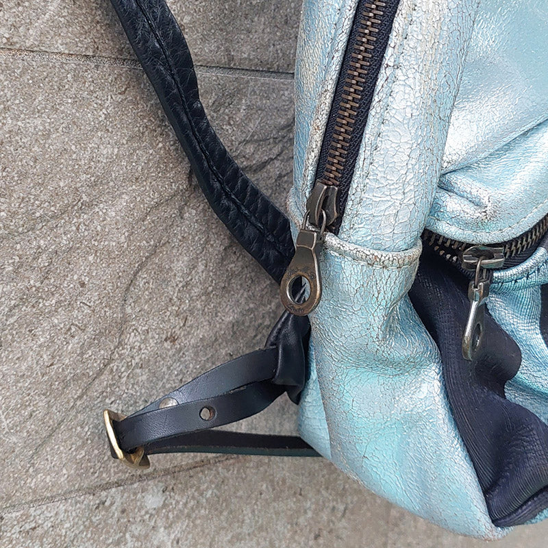 Jas M.B./Blue Leather Backpack