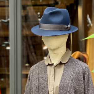 Borsalino/Blue Grey Trilby Hat(Size:60)