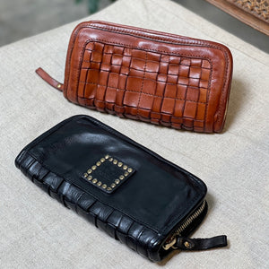 Campomaggi/Long Woven Wallet (Black/Cognac)