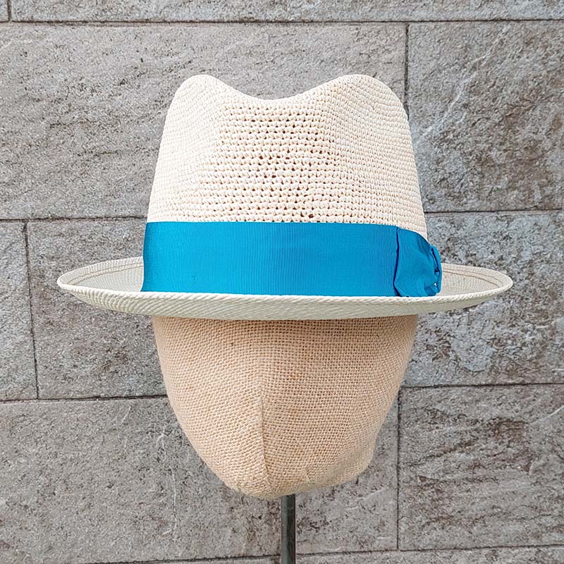 Borsalino Small brim Panama hat Blue ribbon