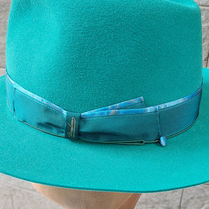 Borsalino/Turquoise fedora hat(Medium brim) - OBEIOBEI