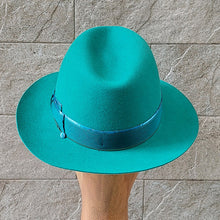 Load image into Gallery viewer, Borsalino/Turquoise fedora hat(Medium brim) - OBEIOBEI