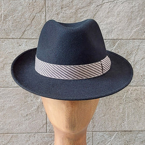 Borsalino/Black fedora hat(Medium brim) - OBEIOBEI