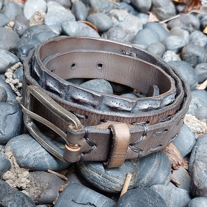 Martinica/Grey Blue Leather Belt - OBEIOBEI