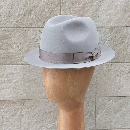 Borsalino/Light grey fedora hat(Small brim) - OBEIOBEI