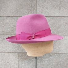 Load image into Gallery viewer, Borsalino/Pink fedora lady hat(Medium brim) - OBEIOBEI