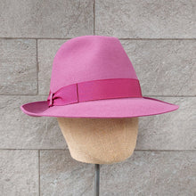 Load image into Gallery viewer, Borsalino/Pink fedora lady hat(Medium brim) - OBEIOBEI