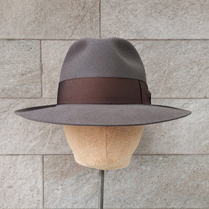 Borsalino/Brown fedora hat(Wild brim) - OBEIOBEI