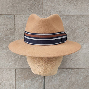 Borsalino/Tan fedora felt hat(Medium brim) - OBEIOBEI