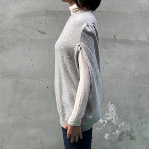 Cashmere sleeveless top-Light Grey Melange - OBEIOBEI