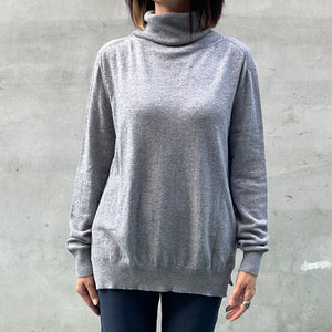 Turtle neck cashmere pullover-Grey - OBEIOBEI