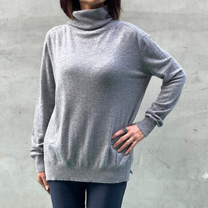 Turtle neck cashmere pullover-Grey - OBEIOBEI