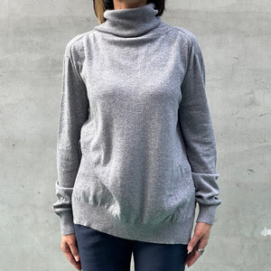 Turtle neck cashmere pullover-Grey - OBEIOBEI