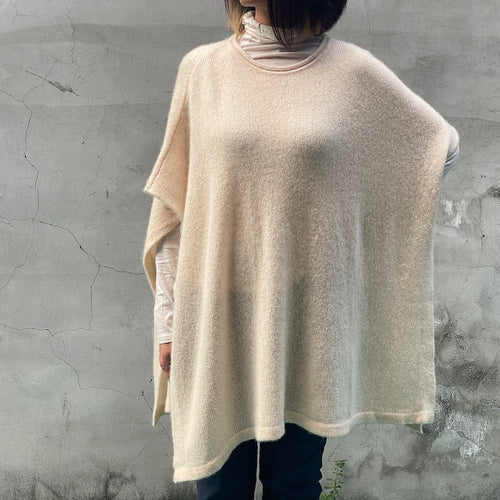 Cashmere poncho-Light Yellow - OBEIOBEI